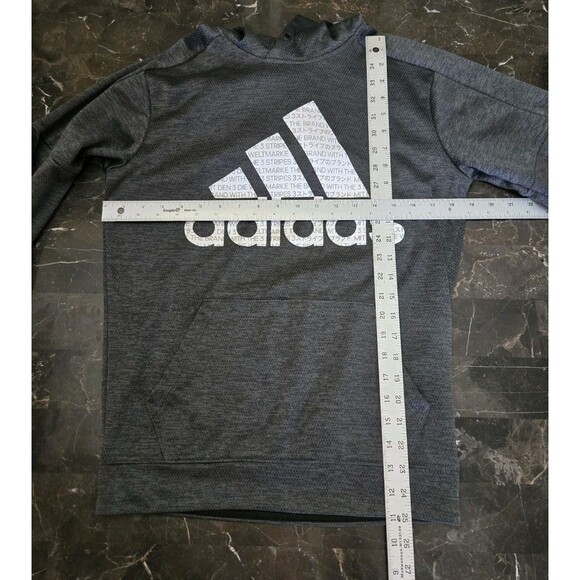 Adidas Mens Pullover Hoodie Climawarm Hood Sweatshirt Gray Size Small S Warm Top - Picture 12 of 13